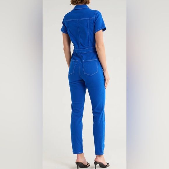 NWT Cotton Twill Stretch Blue Jumpsuit - Picture 3 of 6